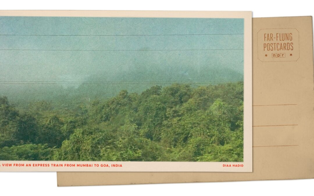 Greetings from an Indian Railways coach, with spectacular views from Mumbai to Goa