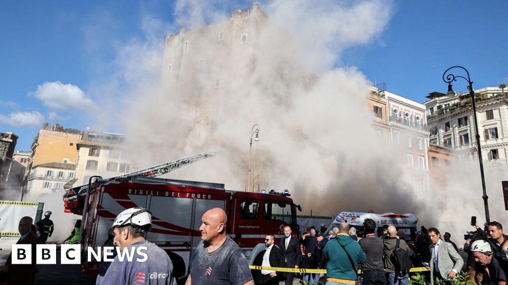 Worker pulled from partially collapsed medieval tower in Rome