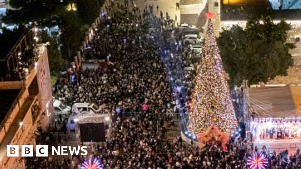 Bethlehem Christmas tree illuminated for first time since Gaza war began