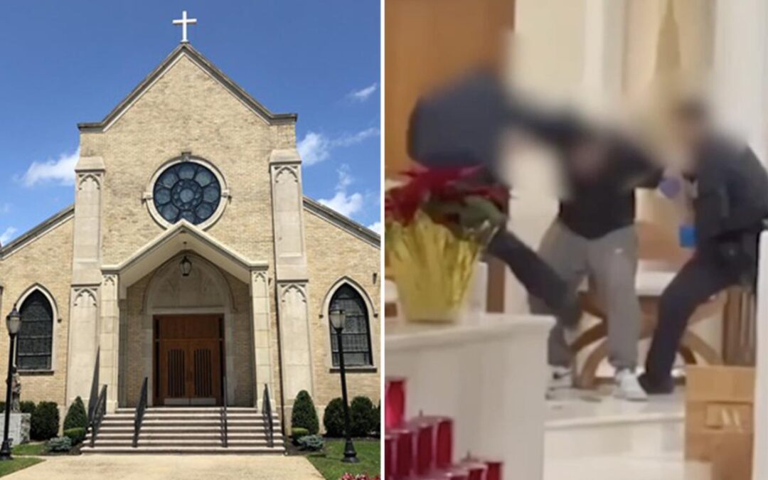 Wild moment cops Tase crazed man in NYC church during morning Mass after he stormed altar